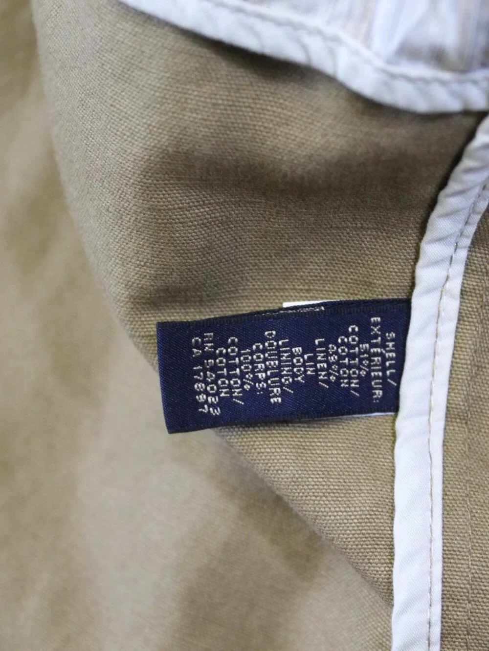 Banana Republic Canvas Jacket‎ Mens L Tan Y2K Cotton Linen Zip Utility Coat